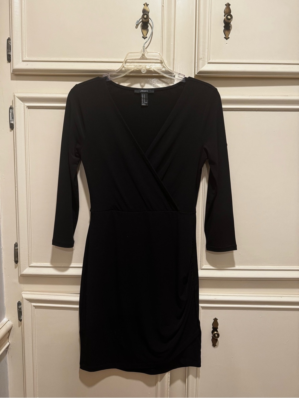 Forever 21 Black Faux-Wrap Midi Dress